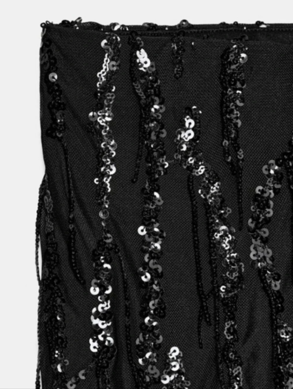 Zara SEQUIN FRINGED FLARE PANTS LEGGINGS BLACK SIZE L